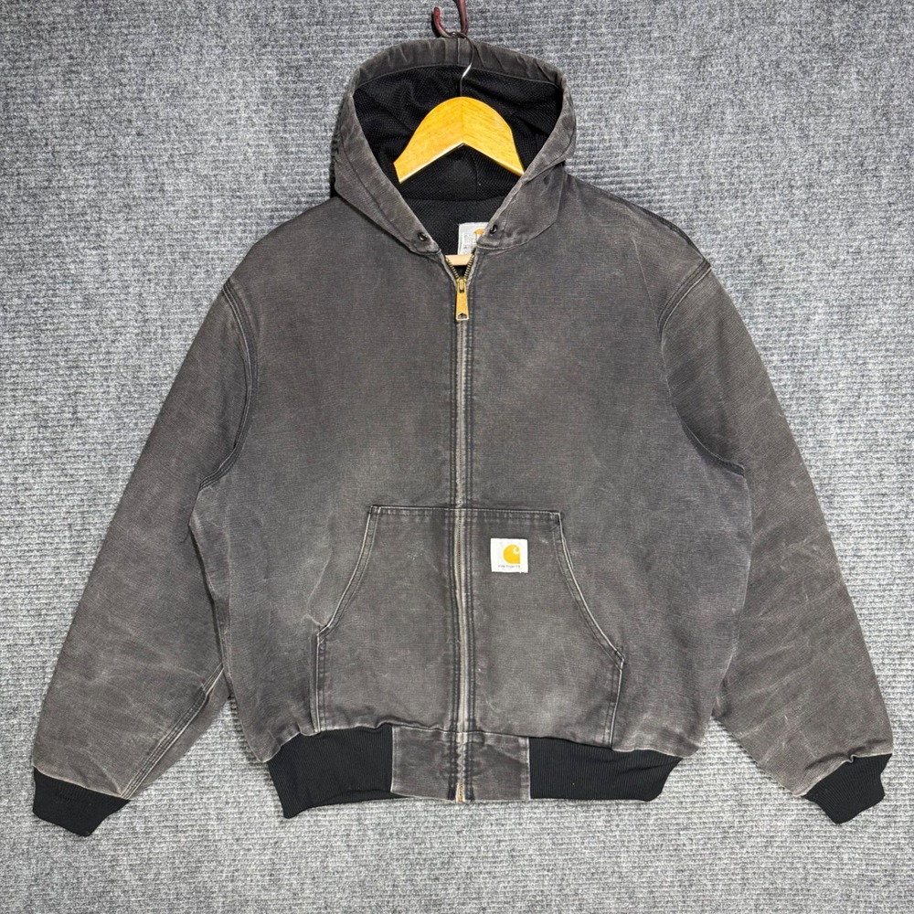 Vintage 90s Carhartt J03 BLK Faded Black Active Jacket Lined Large USA